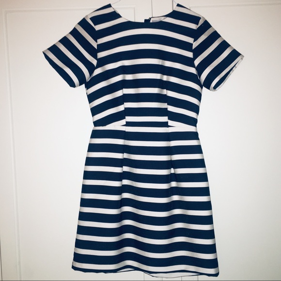 h&m navy and white striped dress